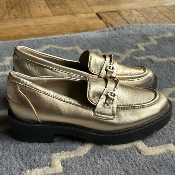 Girls Gold Loafers - Picture 1 of 5